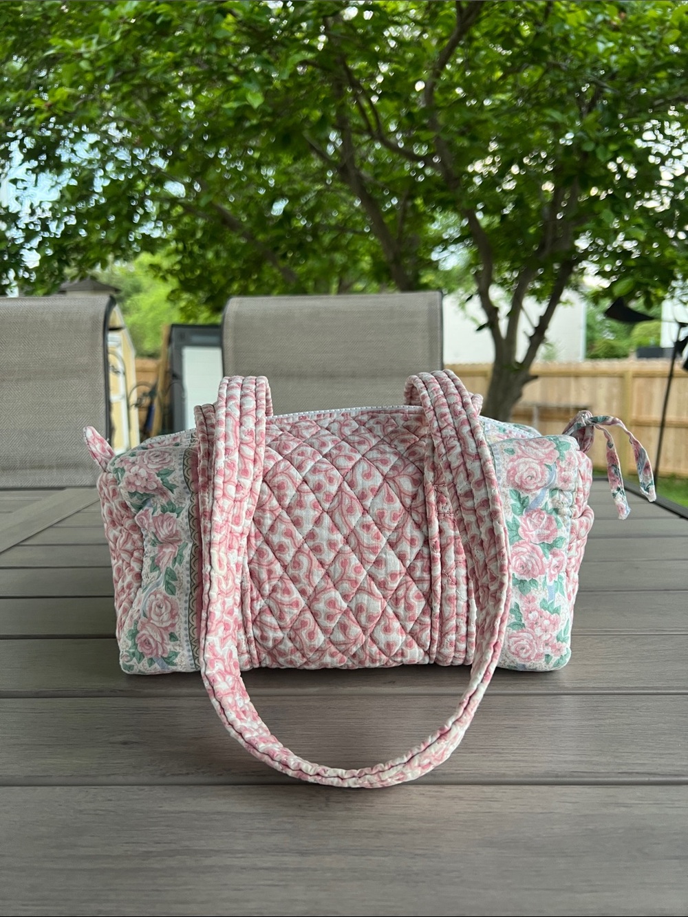 RARE Vintage INDIANA VERA BRADLEY Pink Delft 1990 100 Mini Duffle Bag